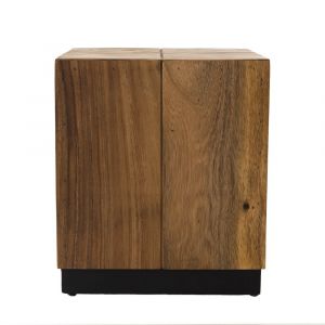 Table d'appoint carr&eacute;e en bois Suar pi&egrave;tement noir L38