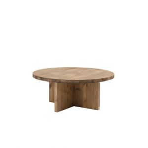 Table basse ronde en bois de sapin vieilli &Oslash;60x33,2cm