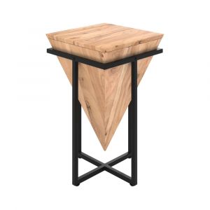 Grande sellette en bois d'acacia et m&eacute;tal