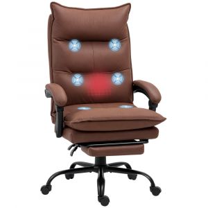 Fauteuil bureau massant chauffant dossier inclinable microfibre marron