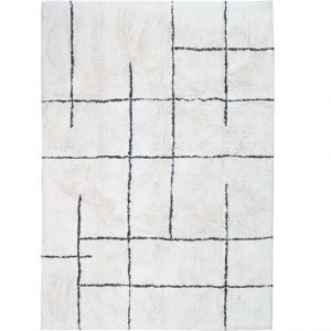 Tapis lavable berb&egrave;re en coton &eacute;cru 60x90