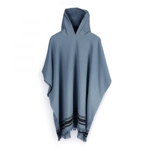 Poncho éponge coton bleu orage & noir 100x88