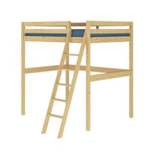 Pack lit mezzanine 2 places avec matelas bois massif 140x190 cm
