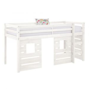 Lit mi-hauteur bois massif blanc 90x200 cm