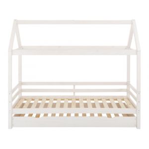 Lit de jour 90x200 cm avec baldaquin en bois blanc
