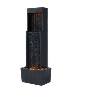 Fontaine solaire cascade en polyr&eacute;sine, noire