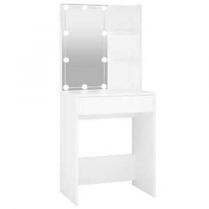 Coiffeuse design contemporain avec miroir blanc 60 x 40 x 140 cm