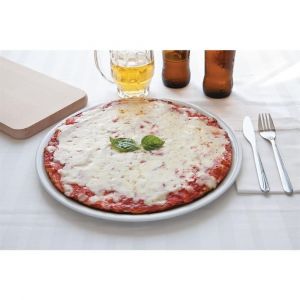Assiette &agrave; pizza en porcelaine blanche 330 mm napoli   lot de 6   satu