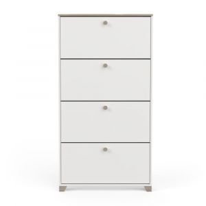 Meuble &agrave; chaussures 4 abattants d&eacute;cor ch&ecirc;ne kronberg et blanc