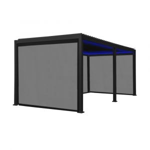 Pergola aluminium led 3x6m + 4 stores 3m anthracite