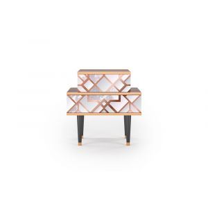 Table de chevet rose clair 2 tiroirs L 58 cm