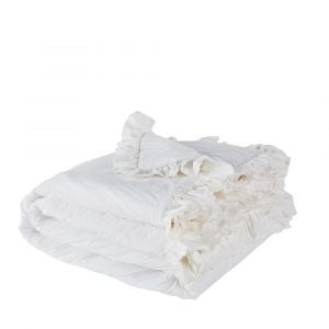 Couvre-lit boutis en coton avec volant &eacute;cru 240x220