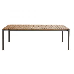 Table de jardin extensible en bois de teck et aluminium gris anthracite 12/14 personnes L230/330