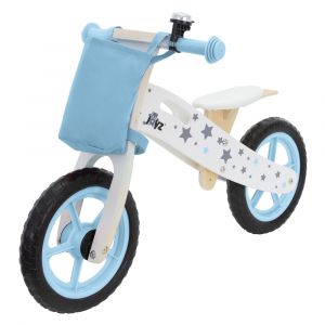 Draisienne bois bleu pour enfant 2 ans avec si&egrave;ge r&eacute;glable roues EVA