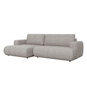 Canapé d'angle convertible 6 places en tissu taupe