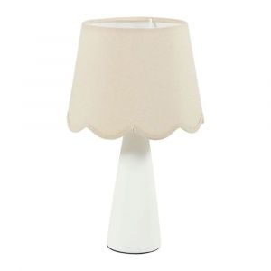 Lampe c&eacute;ramique lin Mathilde blanc