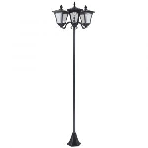 Lampadaire de jardin solaire LED 3 têtes acier inox. plastique noir