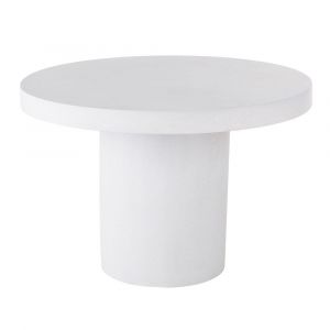 Table de jardin ronde en composite effet b&eacute;ton &eacute;cru 5 personnes D110