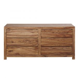 Commode double 6 tiroirs en bois de sheesham massif L165