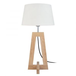 Lampe &agrave; poser bois H54cm naturel;Abat-jour:  &eacute;cru
