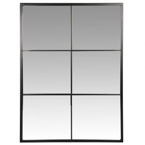 Miroir rectangulaire fenêtre en métal noir 60x80