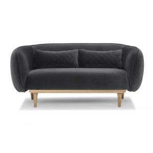 Canapé arrondi 2 places en tissu gris foncé