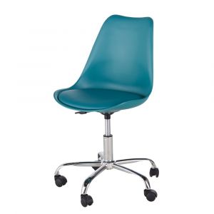 Chaise de bureau enfant r&eacute;glable &agrave; roulettes bleu canard