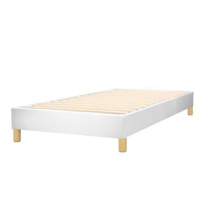 Lit en simili cuir blanc avec cadre &agrave; lattes 160x200 cm