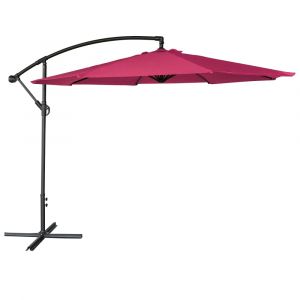 Parasol d&eacute;port&eacute; rond 3,50m en acier et toile fuchsia