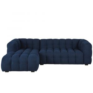 Canap&eacute; nuage d'angle gauche 4/5 places bouclettes bleu nuit