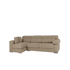 Canap&eacute; 4 places d'angle gauche couleur marron taupe 278cm