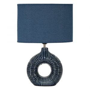 Lampe de table en c&eacute;ramique bleue 28,5x15x43 cm