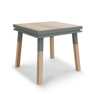 Table de cuisine carrée avec tiroir 80 cm, 100% frêne massif