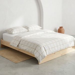 Housse de couette 100% coton beige 260x240 cm + 2(50x90) cm