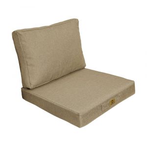 Coussins pour fauteuil effet lin d&eacute;houssable 50x50cm Beige