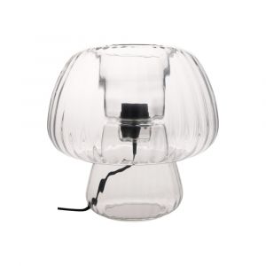 Lampe &agrave; poser champignon en verre blanc translucide