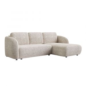 Canap&eacute; d'angle convertible 6 places en tissu beige