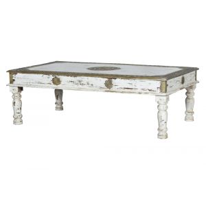 Table basse en manguier blanc vieilli