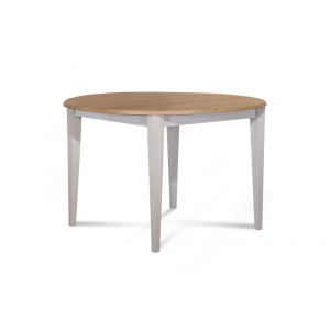 Table ronde bois D115 cm avec 1 allonge et Pieds fuseau blanc