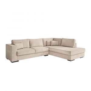 Canap&eacute; d'angle XXL 6 places en velours c&ocirc;tel&eacute; - Beige - Angle droit