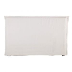 Housse de t&ecirc;te de lit 180 en lin lav&eacute; blanche