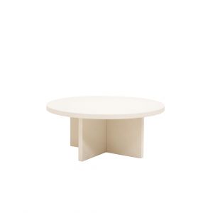 Table basse ronde en microciment blanc cass&eacute; de &Oslash;80x33cm