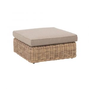 Pouf de jardin marron en résine tressée L90 x P90 x H33 cm