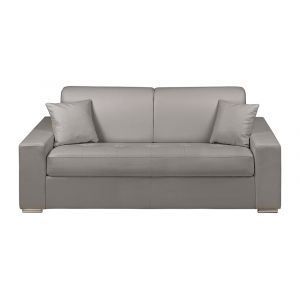Canap&eacute; convertible simili cuir 3 places gris