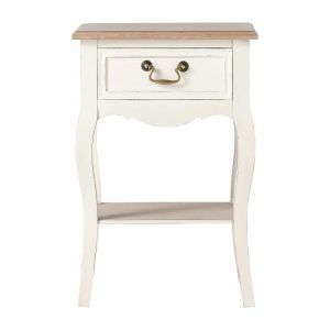 Table de chevet 1 tiroir cr&egrave;me