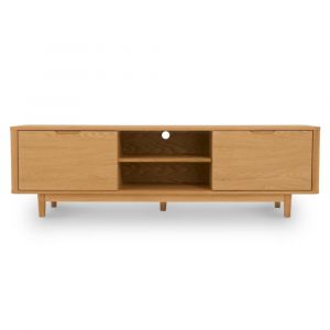 Meuble TV 3 portes effet bois ch&ecirc;ne massif