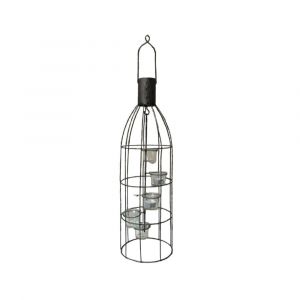 Lanterne extérieure jardin à poser bougie ancienne métal gris 60 cm