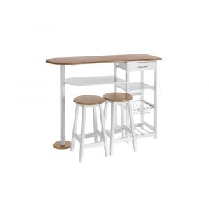Ensemble table bar, tabourets, desserte pour petite cuisine