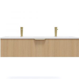 Meuble salle de bain double vasque 120cm 1 tiroir Cannel&eacute;