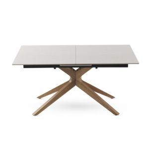 Table extensible pied en chêne et plateau en céramique  160/200x90